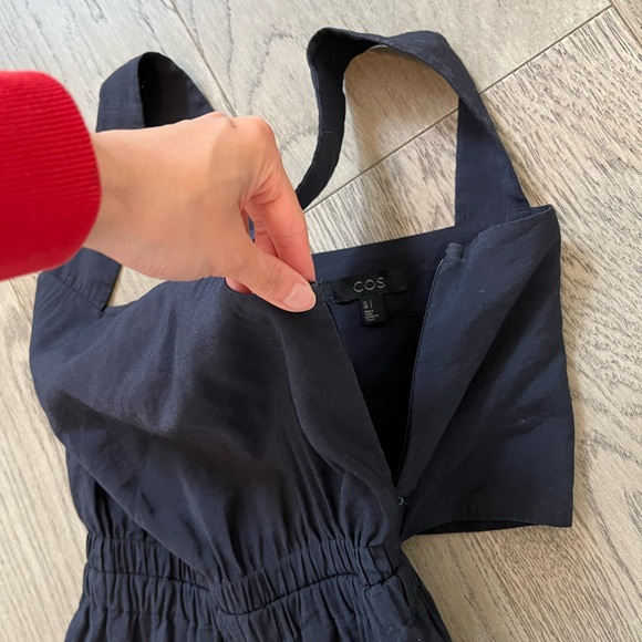 COS Navy Blue Gathered Open Back Jumpsuit - Picture 13 of 15